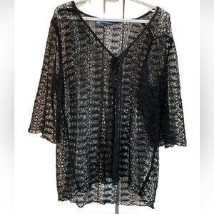 Penningtons Black Multi Purpose Lace Coverup with Bell Sleeves